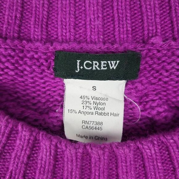 J Crew Womens Small Cable Knit Pullover Sweater Purple Wool Angora Blend - Picture 3 of 5